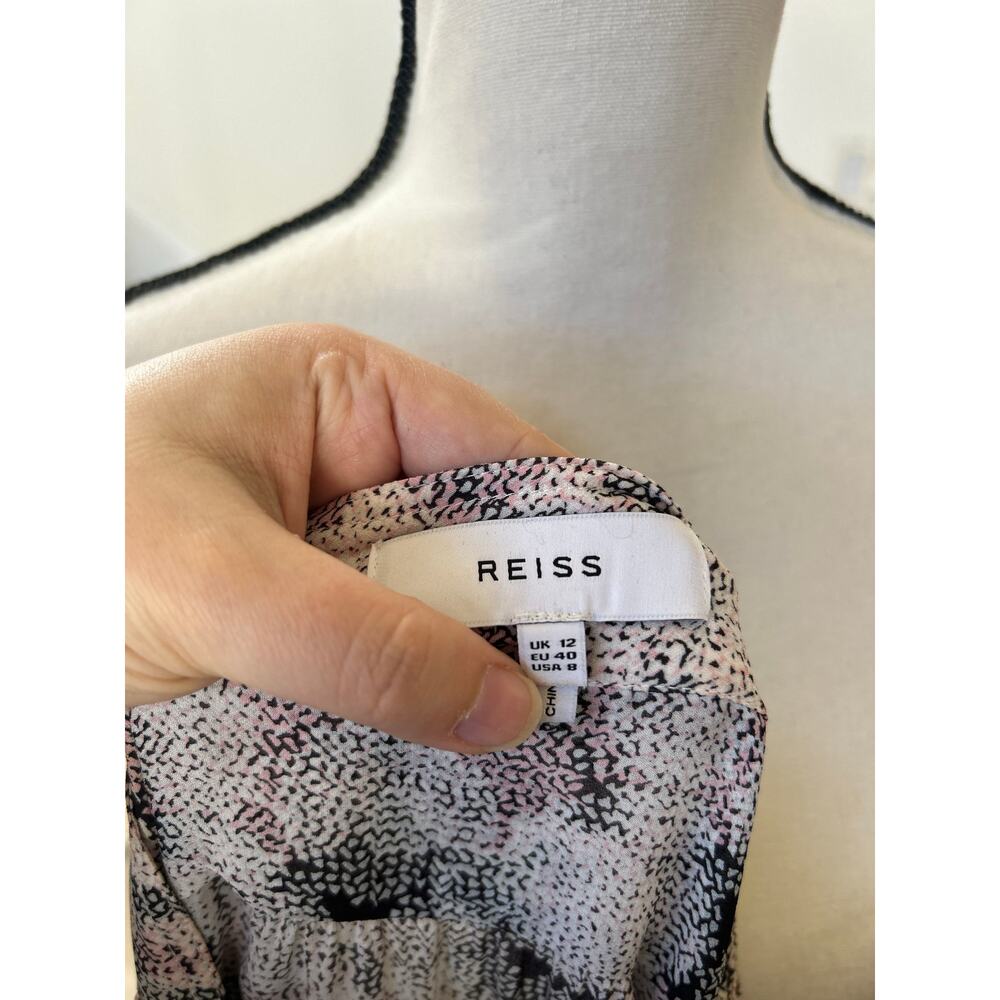 Reiss White Black Pink Circle Print Short Shirt Dress - Picture 5 of 7